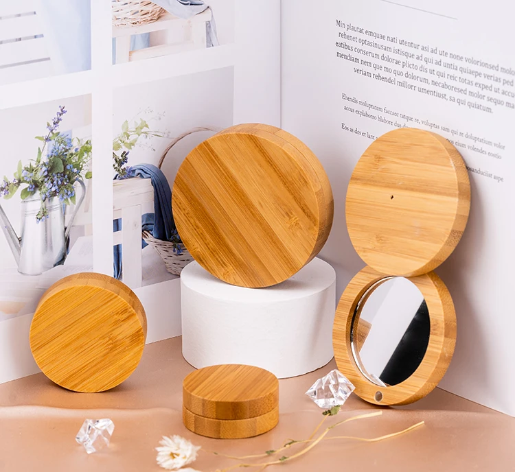 
Empty Cosmetic Packaging Bamboo Magnetic Makeup Case Organic Bamboo Eye Shadow Case 