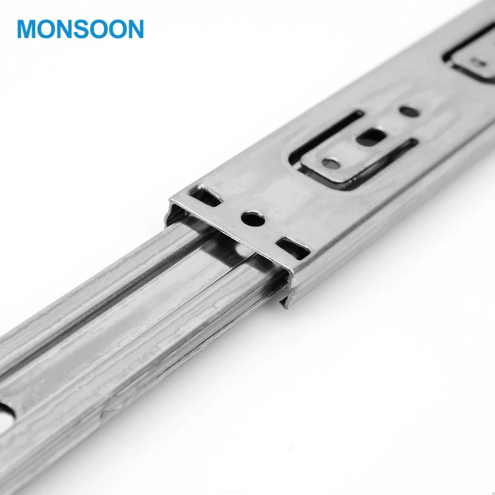 Full Extension ChannelsHardware Fitting Zinc Plated Drawer Slide 35mm Width Drawer Slide Rail for Furniture Kitchen Cabinet
