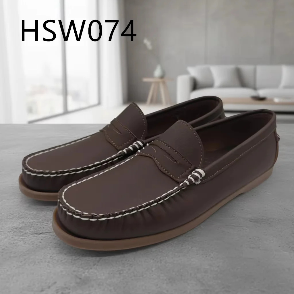 ZYF,Holiday Trip Mask Style 20 Pairs Available Flat Boat Shoes Outdoor Activities Full Leather Brown/black Peas Shoes HSW074
