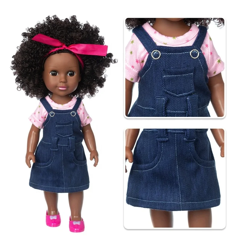 От производителей, 14 дюймов-американском стиле черная кукла тряпичная кукла американского африканского Детские куклы с афро кудрявый волос