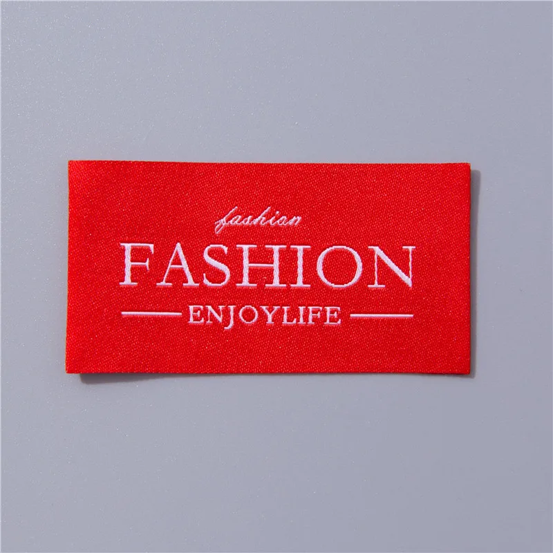 Аксессуары для одежды, размер шеи, печатный личный логотип, пользовательские тканые бирки, брендовая тканая этикетка, атласные этикетки для одежды