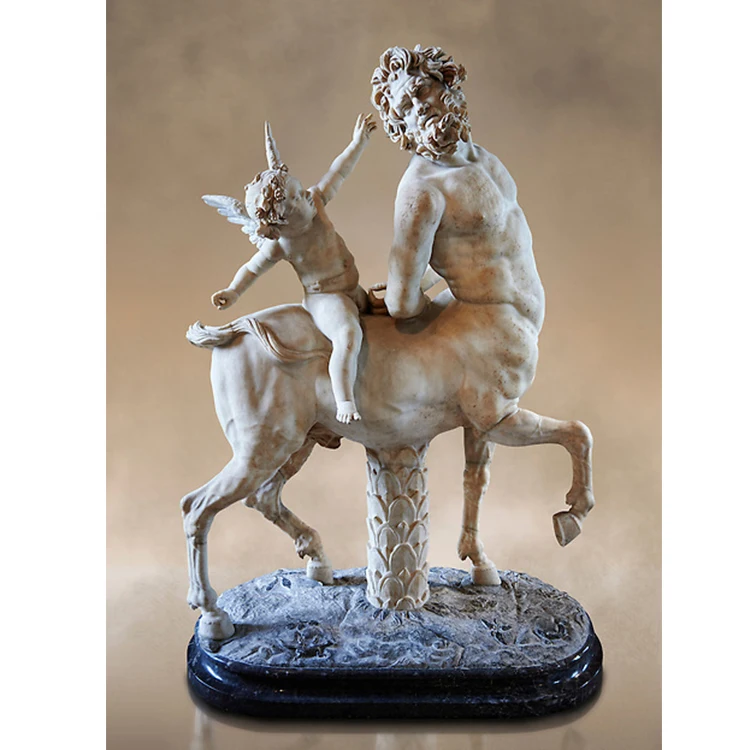Garden Decoration Greek Mythology Statue Marble Half Man Horse Fighting