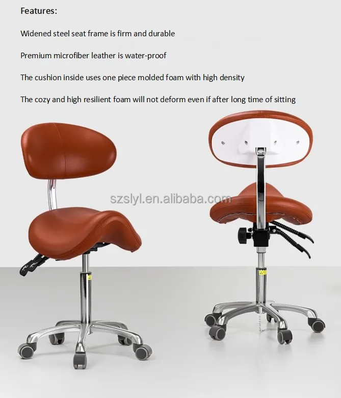 Ergonomic Dental Stool PU Leather Assistant Saddle Chair for Hospitals Dental Doctor Stool