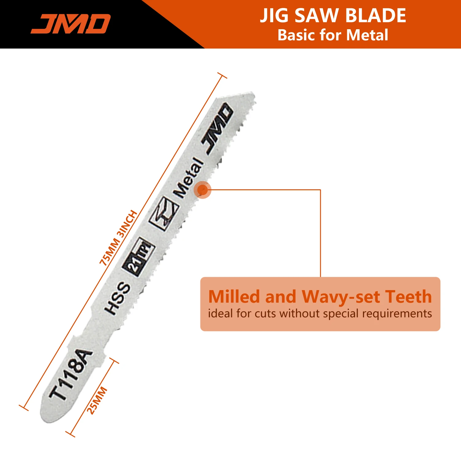 JMD Jig Saw 1PC Customized T118A Saw Blade for Metal Saw Blades HSS