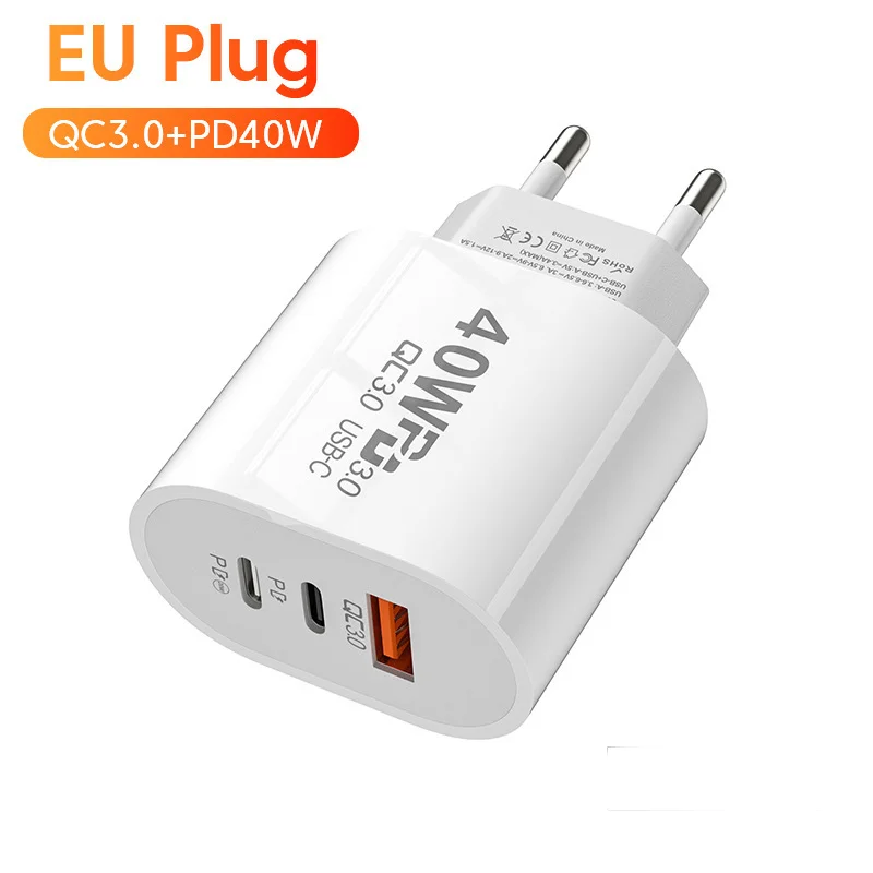 Hot Selling 2025 New QC3.0 PD 40W Travel Fast Chargers & Adapter Socket for iPhone Portable Charger Type C USB Wall Charger