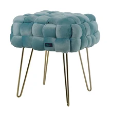 Modern Footstool Ottoman Stool With Gold Legs Footrest Pouf for Bedroom Living Room