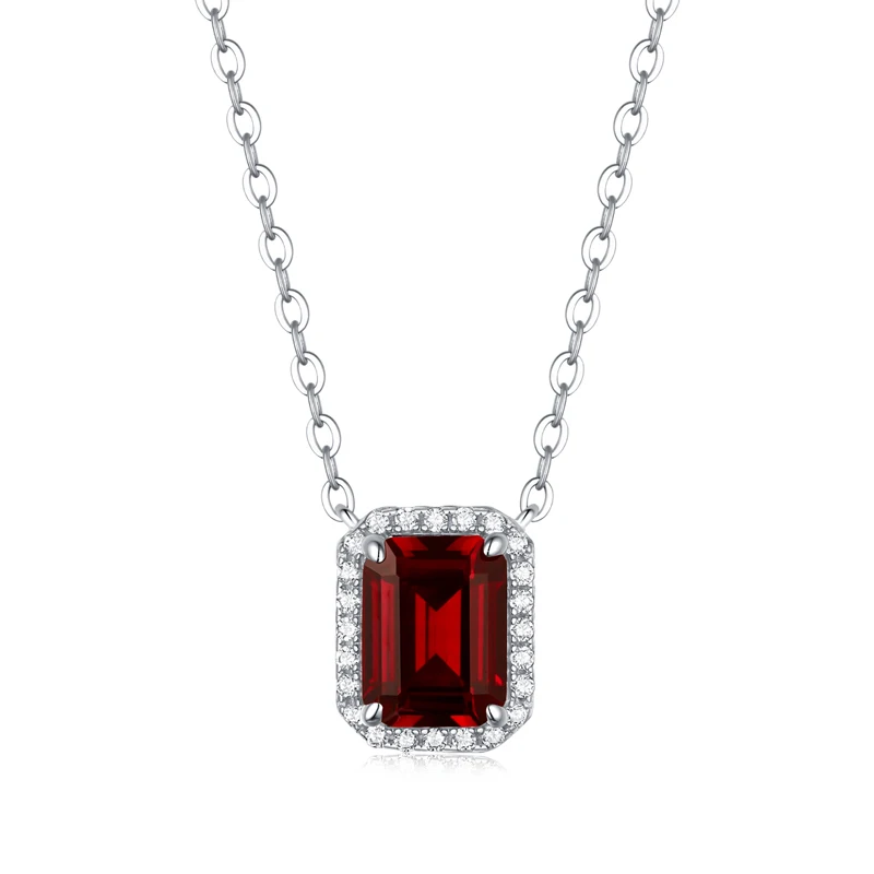 Wholesale Lab-Created Ruby Necklace 6*8 mm Emerald 18K Gold