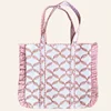 pink pattern ruffle tote