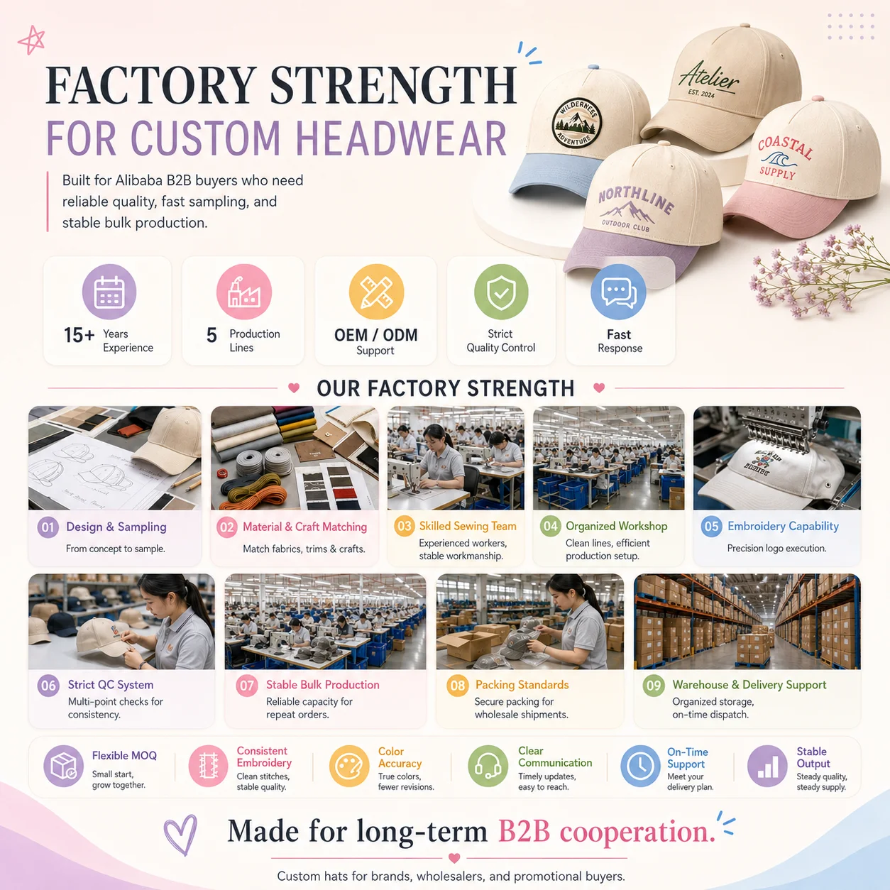 Dymf Personalized Slogan Embroidery Baseball Cap 5 Panel Cotton Baseball Snapback Hat with Color Block Brim