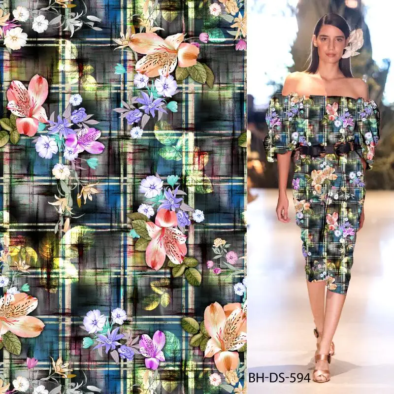 Модная элегантная вискозная ткань с цифровой