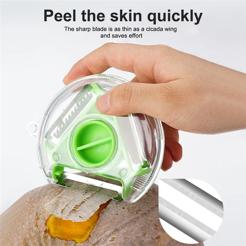 3 IN 1 Rotary Round Vegetable Fruit Peeler Tool Multi- Functional Magic Trio Fruit Peeler With Stainless Steel Blade