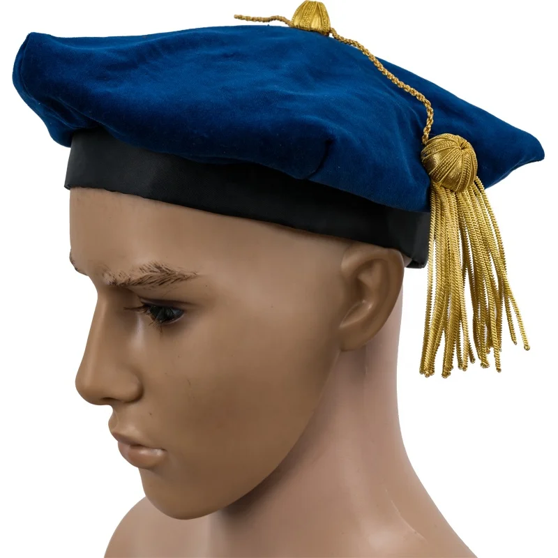 Black Velvet Graduation Doctoral Tam Hat 6 Sides and 8 Sides