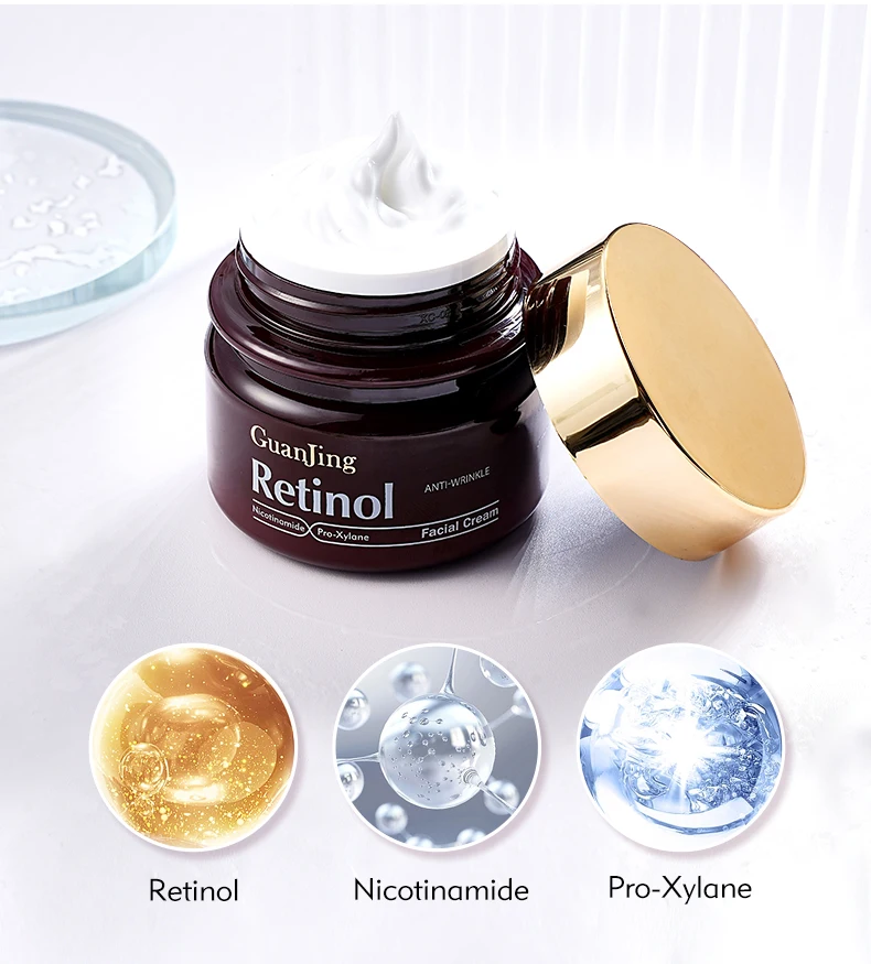 GuanJing Retinol Rosto hidratante anti-rugas atacado cremes de clareamento da pele facial com brilho de cristal para mulheres pele preta escura