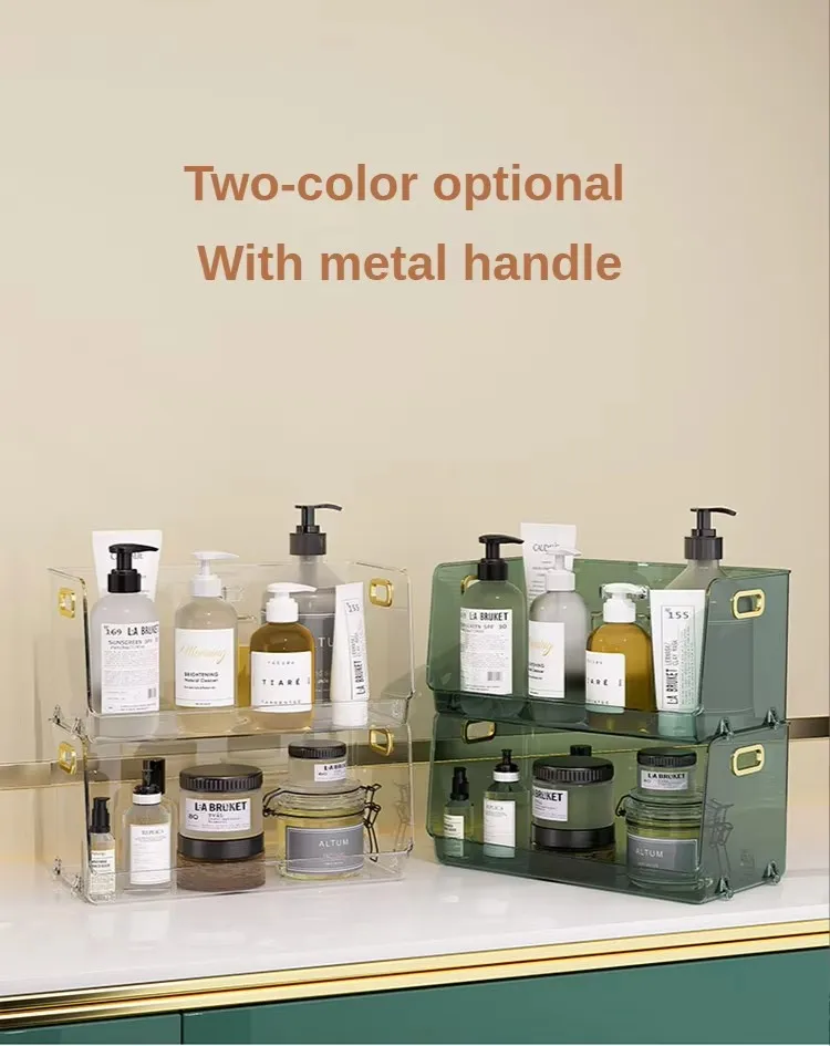 Transparent Stackable Plastic Desk Organizer Cosmetic Storage Box and Makeup Organizer factory