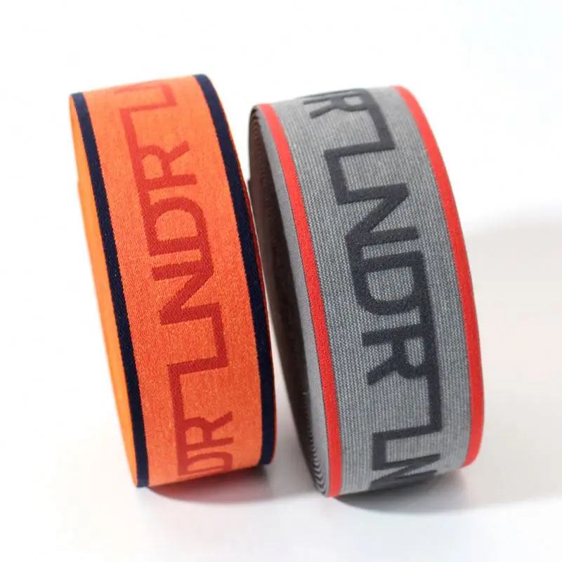 Factory Direct Custom Jacquard Polyester Elastic Webbing with Spandex Waist Band for Bags & Shoes Logo Included Woven Technique