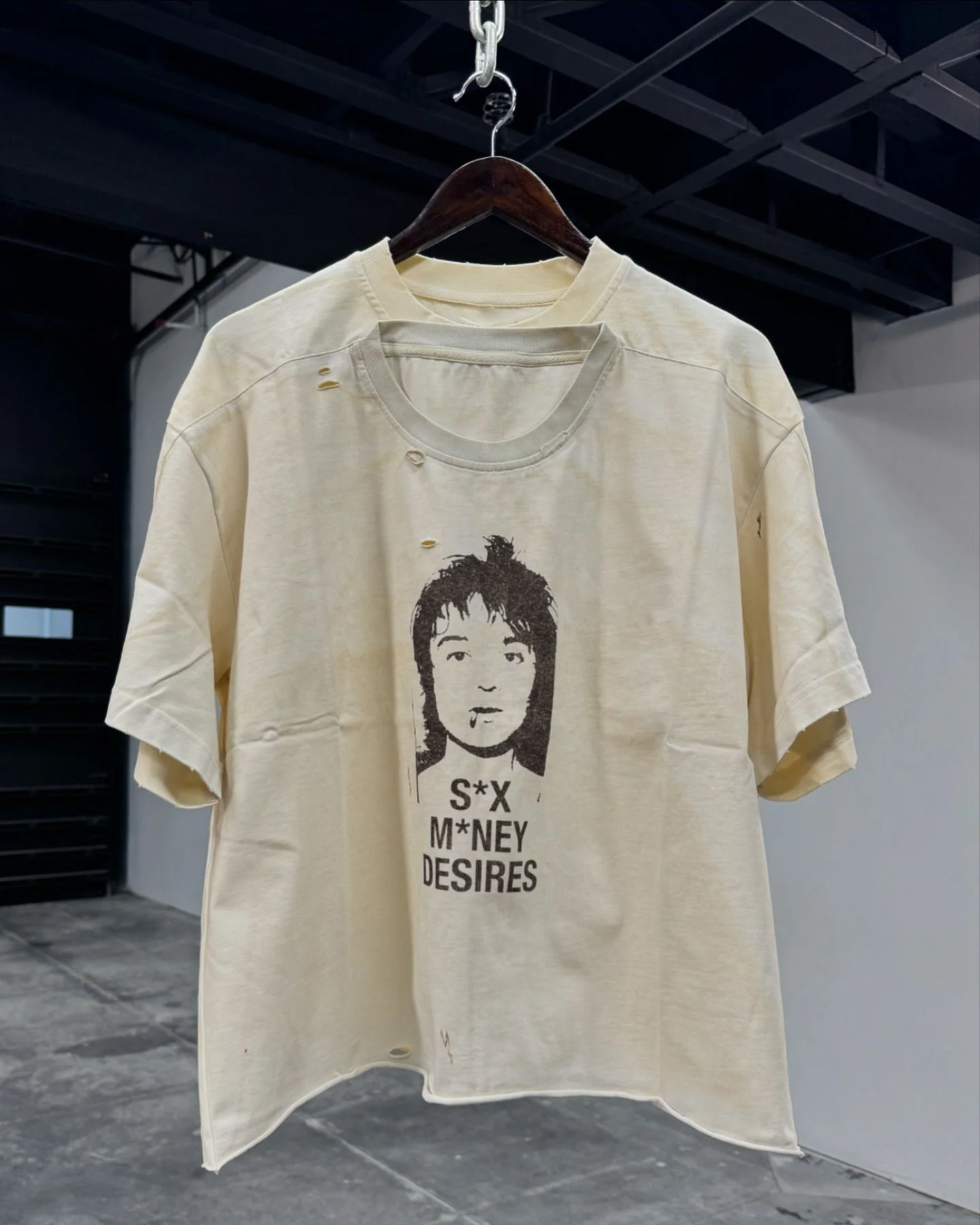 Salati Manufacturing Custom T-shirt Double Collar Short Sleeve Print Boxy Distressed Tee Shirt Vintage Faded Washed T Shirt Men gallery 7