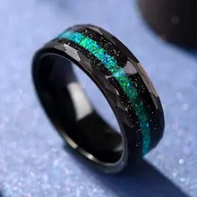 Black Color Plated Tungsten Carbide Rings Fashion Jewelry 4mm 6mm 8mm 10mm Opal Rings for Men