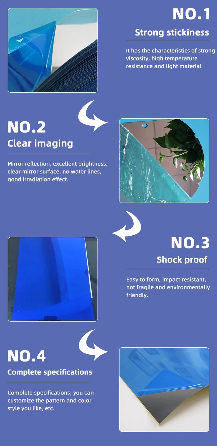 Customized Selfadhesive Mirror Stickers Wall Decorations Wall Stickers Adhesive Backed