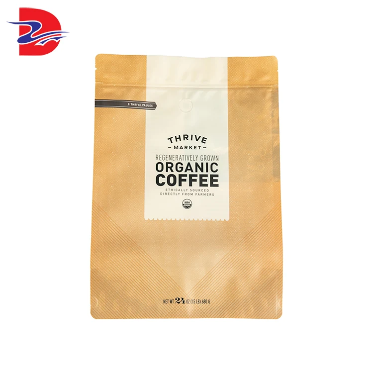 Flat Bottom Food Top Kraft Paper Compostable Packing 250g Coffee Bag  Packaging with Zipper Valve from China manufacturer  Biopacktech CoLtd