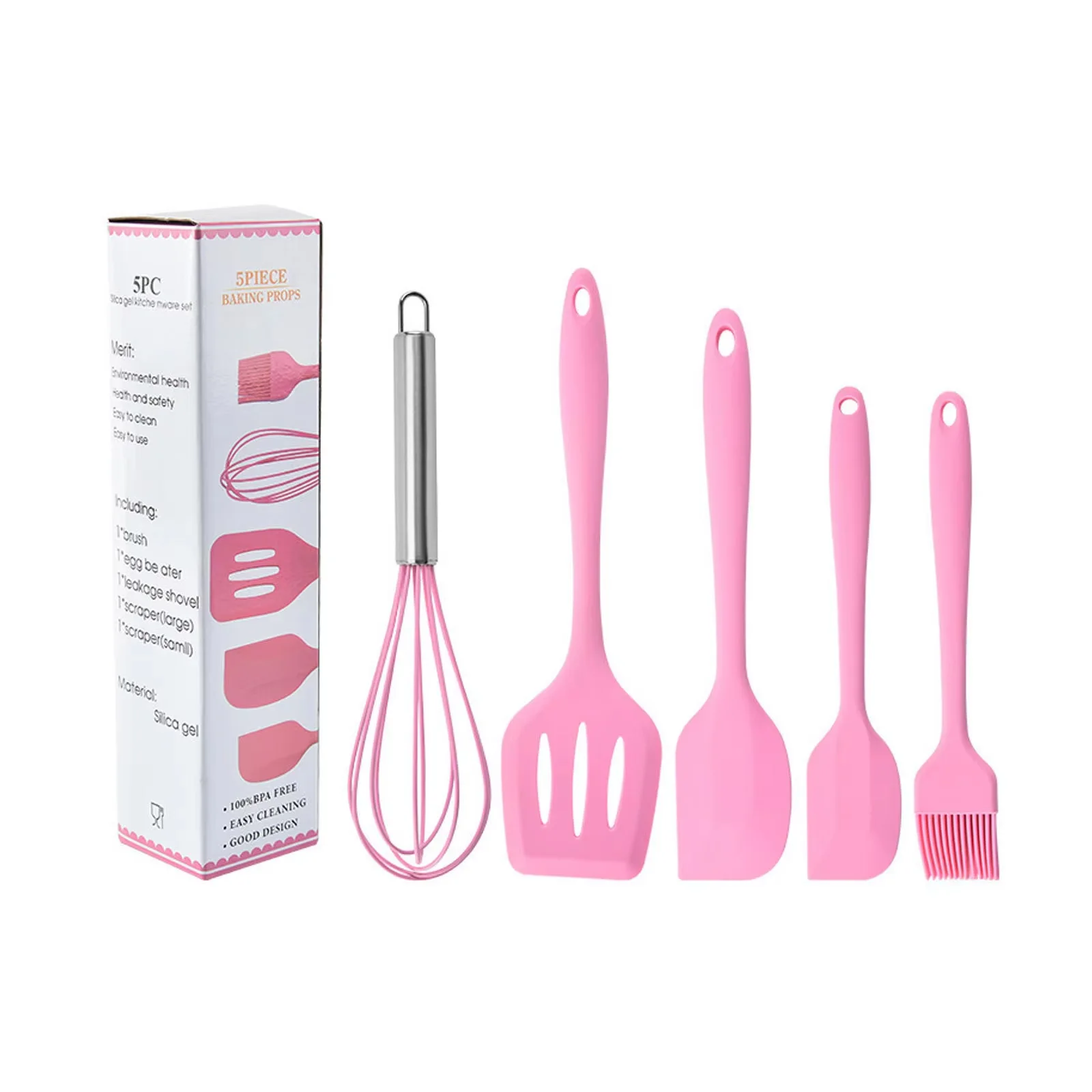 High-temperature-resistant Silicone Baking Part Set, Scraper, Oil Brush, Egg Mixer, Food-grade Baking Tools Set, Multiple Colors