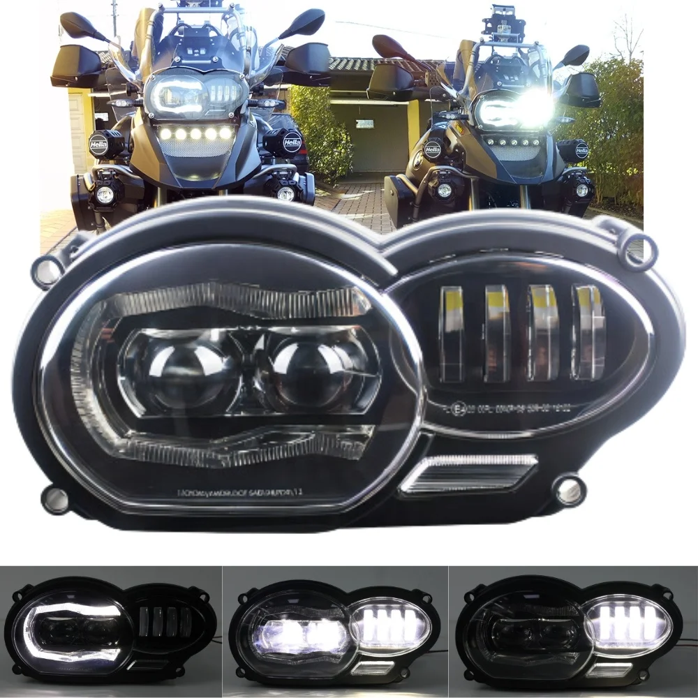 TIYPEOR Motorcycle Headlights 100W IP67 LED Headlamp for R1200GS 2005-2012/2006-2013 ADV Headlight With Angel Eye Daytime RL
