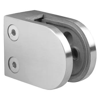 Glass Clamp Large D/Flat Type to suit 8 & 10mm Glass 316 Grade Stainless Steel - Satin Finish And Polish Finish