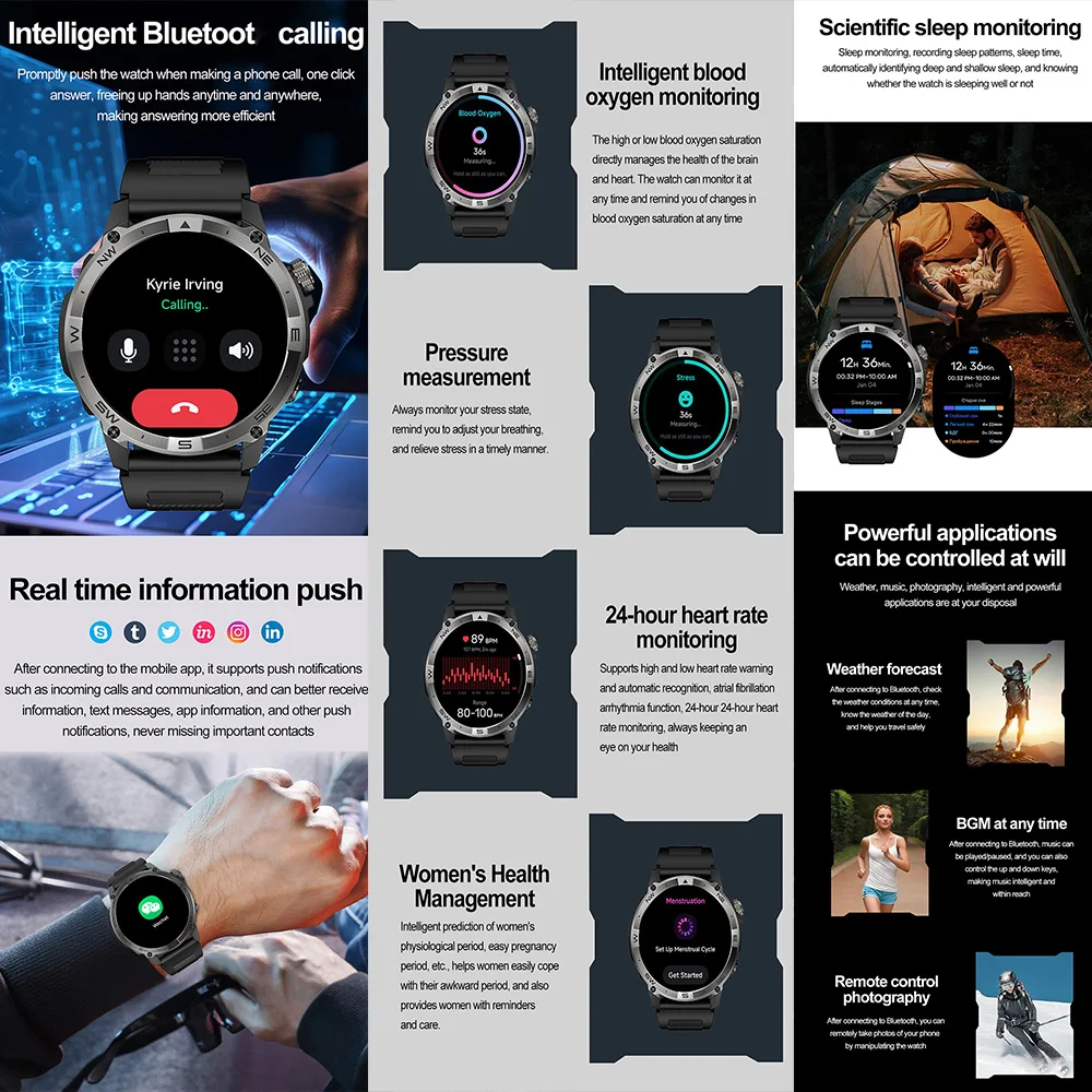 2025新しいHK08スマートウォッチとGPSコンパススポーツ空高度圧