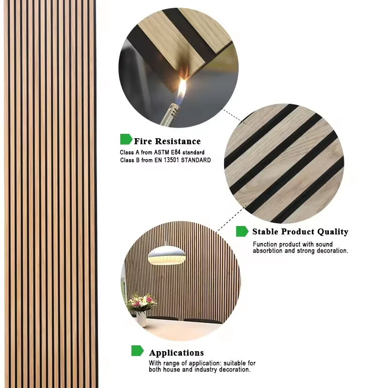 Acoustic Slat Wall Panel with Noise Reduction Coefficient 1.1 More Than 5 Years Warranty and 3D Model Design