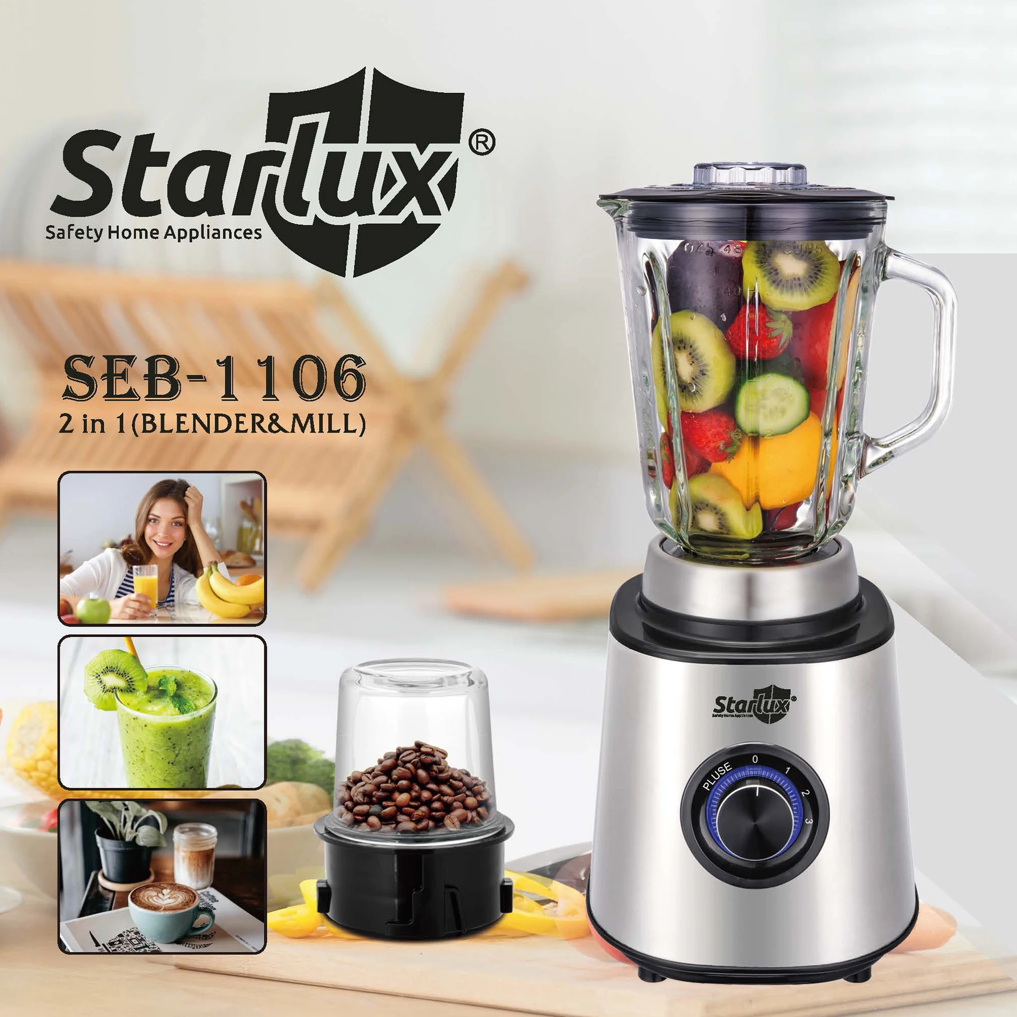 Starlux 1,5 Liter Edelstahl Tragbarer Elektrischer Mixer Mit 3 Geschwindigkeiten 500w Wärmeerhaltung Für Den Hausgebrauch