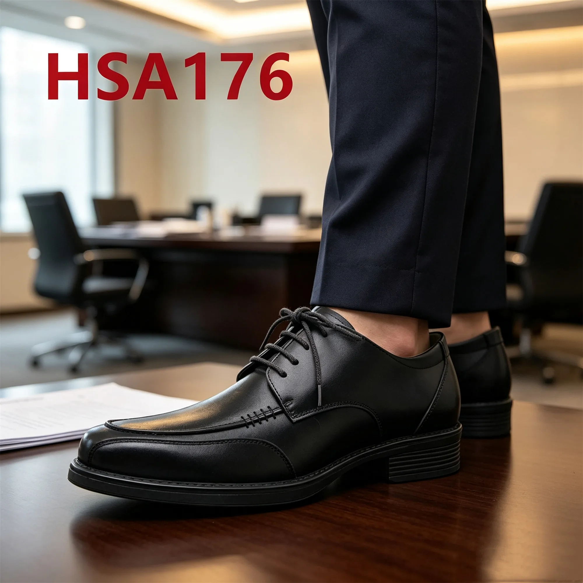 ZYF,Client Meeting Square&sharp Toe Design Lace up Men Leather Shoes Premium Series Moccasin Style Hua Singh Uniform ShoesHSA176