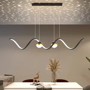 Trendy Beautiful Black LED Pendant Lamp for Bedroom Living Room Restaurant Bar-Dining Room LED Chandeliers with Middle Size