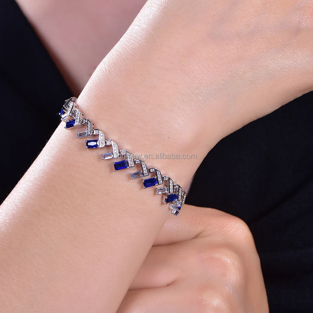 Luxury 925 sterling silver bracelet drop blue natural stone hand bracelet fashion bracelet pierr naturel women men gift