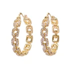 Gold Earrings Earrings Zircon Earrings Fashion Gold Plated Brass Jewelry China Supplier Zircon Hoop Earrings