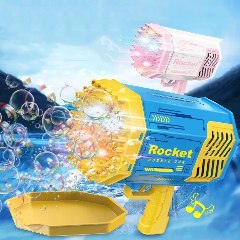 New Arrival 69 Holes Bubbles Blower Rocket Boom Bubble Maker Automatic Bazooka Bubble Gun Machine Toy for Kids