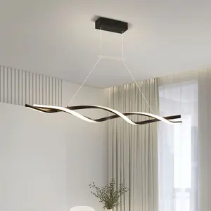 China Modern Lamp Home Decor Luxury Linear Led Black Pendant Lights Restaurant Hotel Dining Table Nordic Chandeliers Lighting