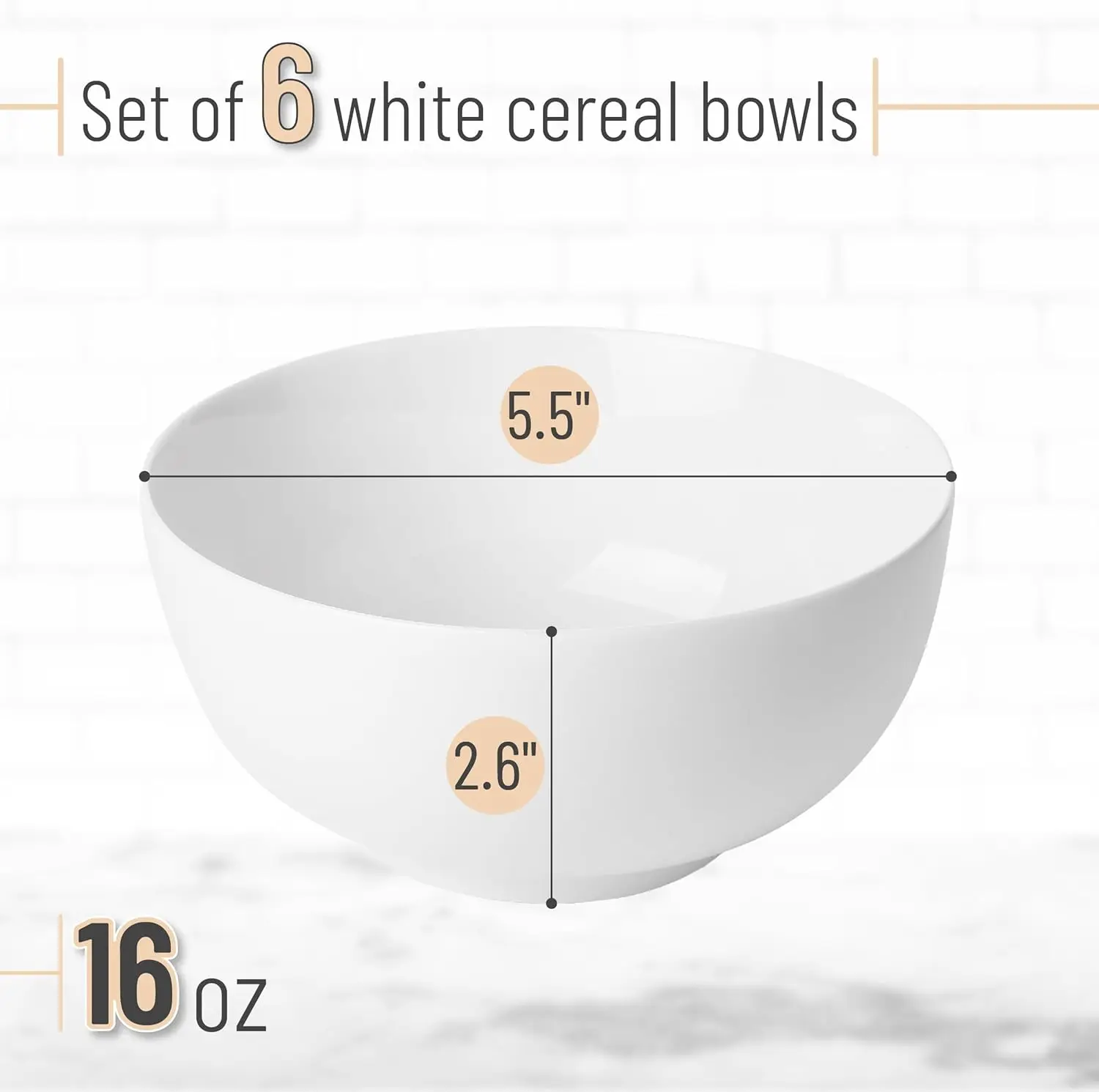 Customizable white ceramic bowl - Perfect for kitchen soup bowls, cereal bowls, etc. - Dishwasher and microwave safe