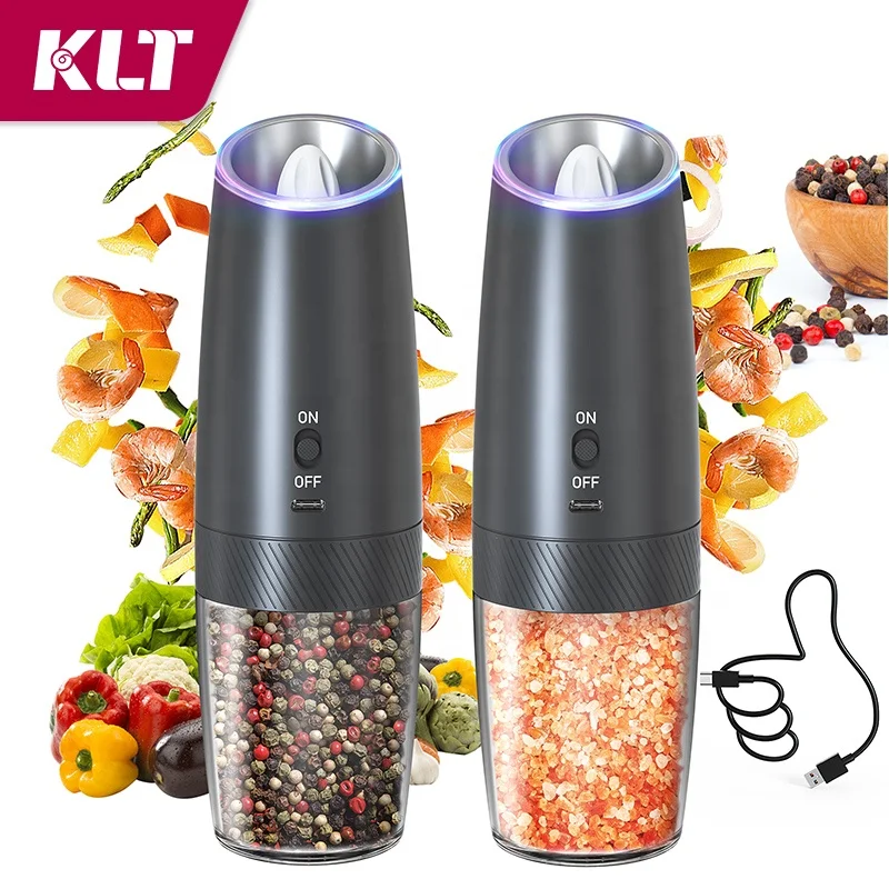 2024 Biggest Capacity 270ML Salt and Pepper Grinder Charging Gravity Electric Pepper Mill Set