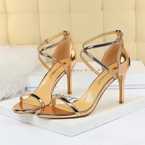 Women's Comfortable Summer Open Toe Sliders Handmade Fashion Breathable Button High Heel Sandals Cross Strap Casual Outdoor