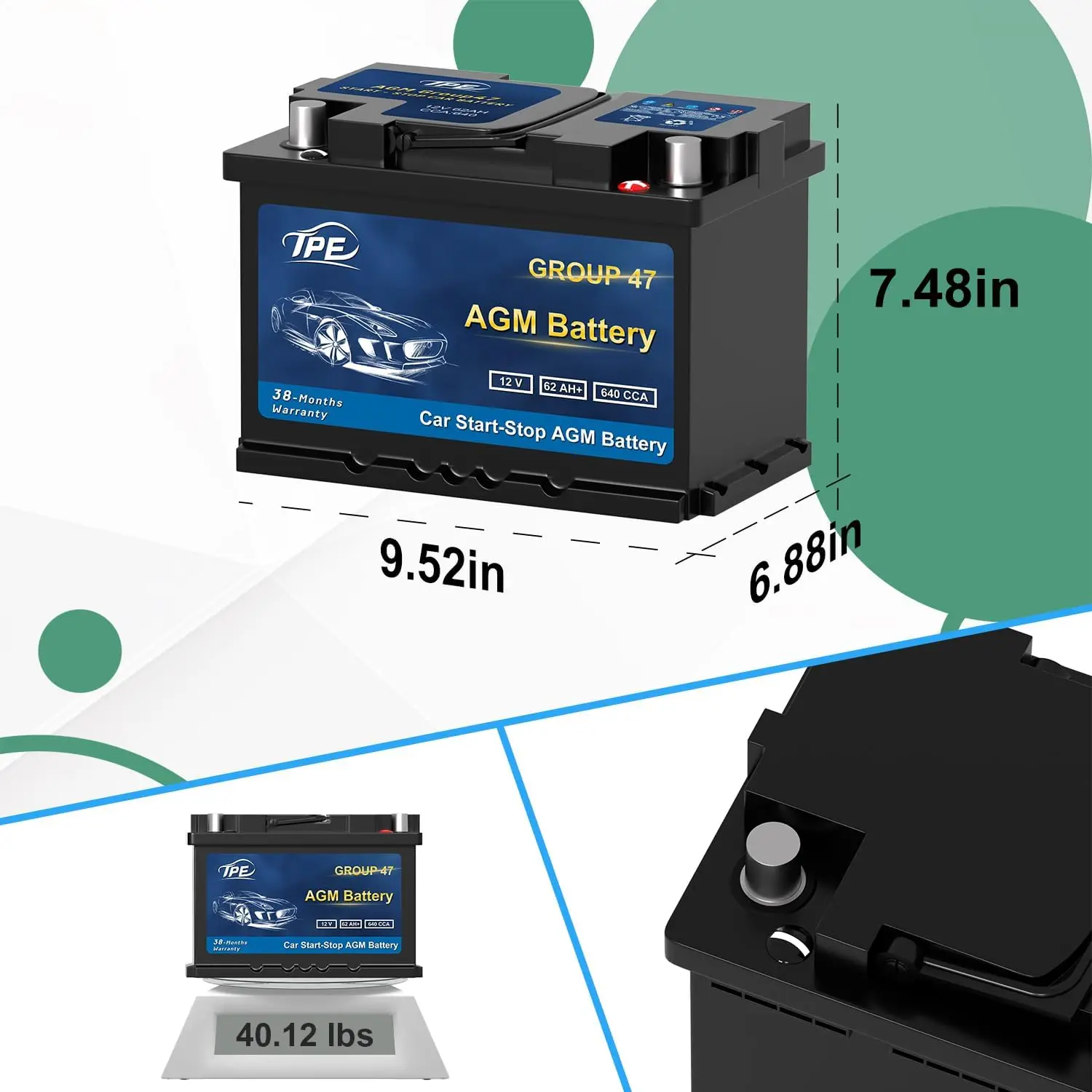 Venta al por mayor de batería AGM de 12 V 60 AH con función start-stop, baterías de alto rendimiento para automóvil de ácido de plomo, baterías UPS para automóvil