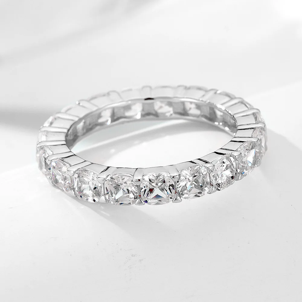 925 Sterling Silver Lab Diamond Wedding Ring Combination Ring 10*10 Ice Flower Cut Simulation Diamond