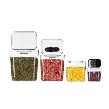 New Arrival Kitchen 4pc BPA-Free Leak-Proof Transparent Airtight Food Container Set Classic Square Design with 2-Way Use Spoons