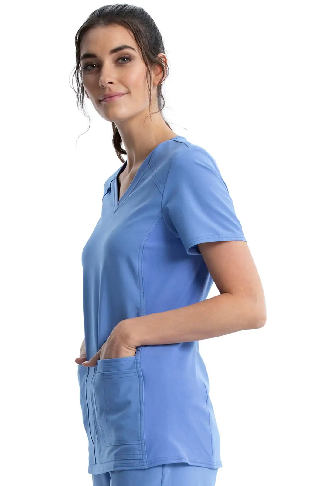 Hot Sale Breathable Scrubs Uniforms Sets Vneck Knit Panel Nurse Scrub Solid Scrub Beauty Salon