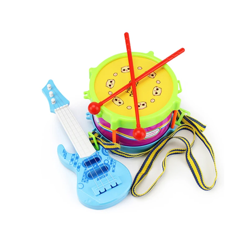 Kids Early Educational Plastic Musical Instrument Toy Guitar Acoustic Drum Set Baby Musical Toy