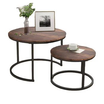 Luxury Small round Wood Nesting End Design KD Coffee Table Set for Living Room Furniture