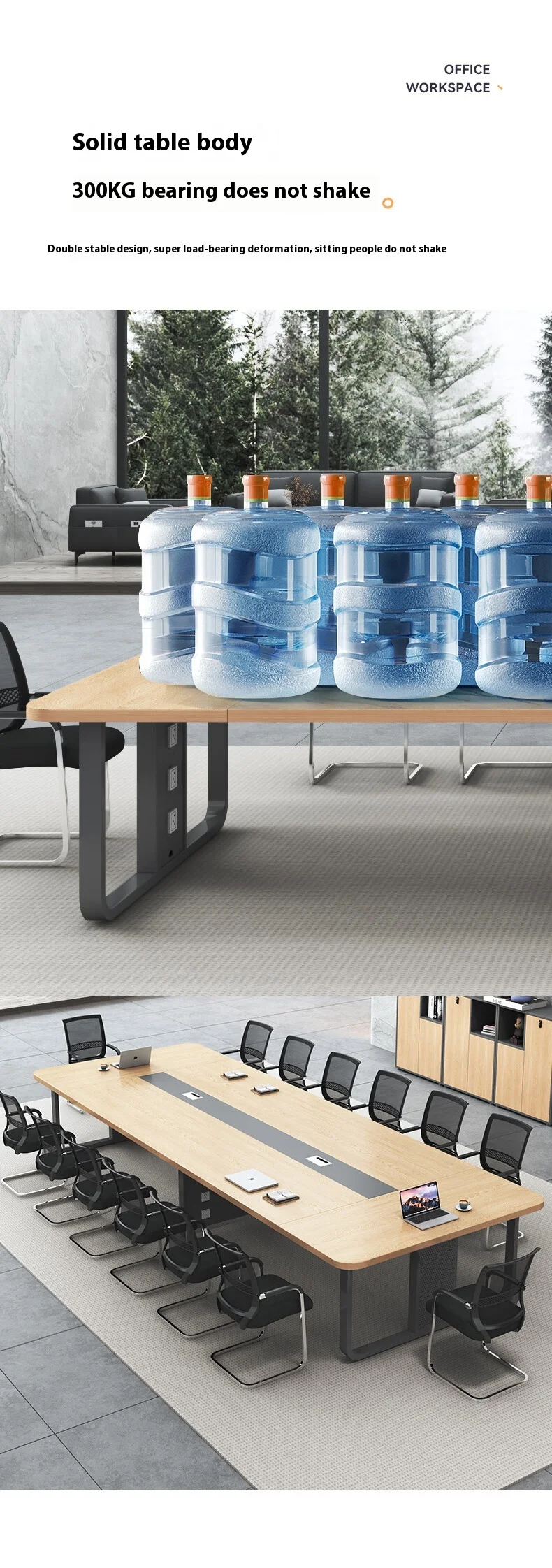 Modern Wood Panel Office Furniture Desk Set for Conference Room Boardroom Table and Meeting Tables with Comfortable Chairs