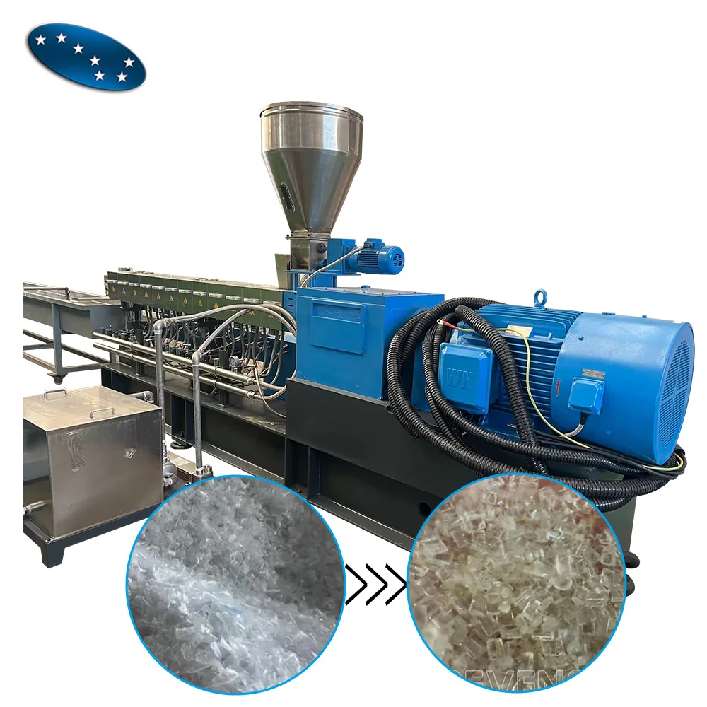 Verschwendungskunststoff-PET-Flaschen-Splitter-Recycling-Verpellnisierungsmaschine Parallelzwillingschrauben-Granulatorlinie
