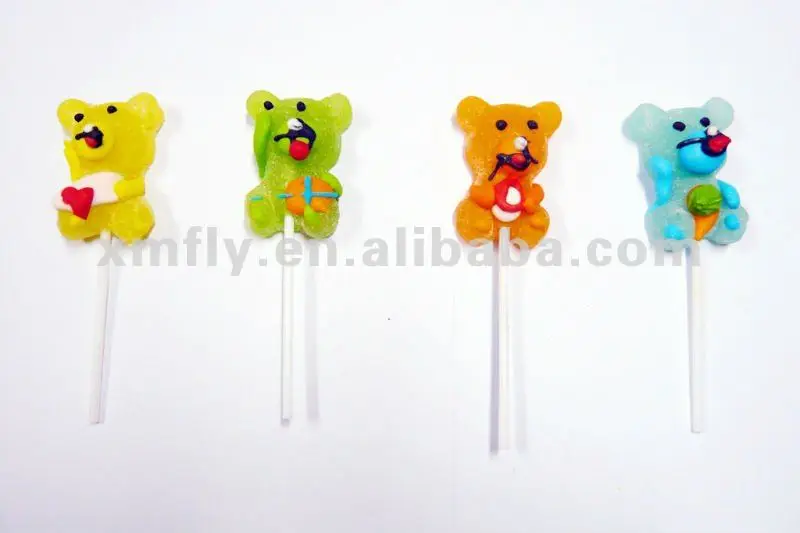 Bulk Customized Handicraft Heart Lollipop Sticks Shape Jelly Lollies Popping Candy