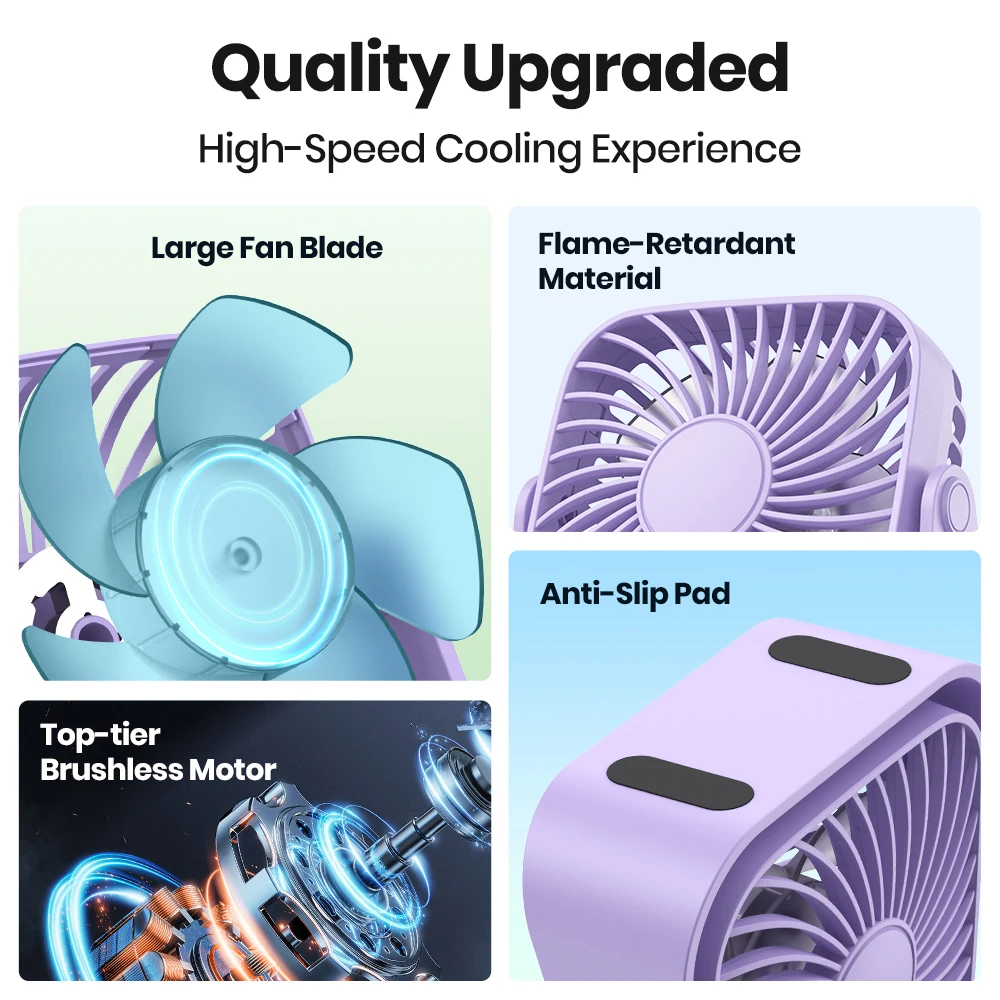 OEM K52 2024 New Design Customized USB Mini Table Fan Mute Large Wind Low Noise Desktop Fan