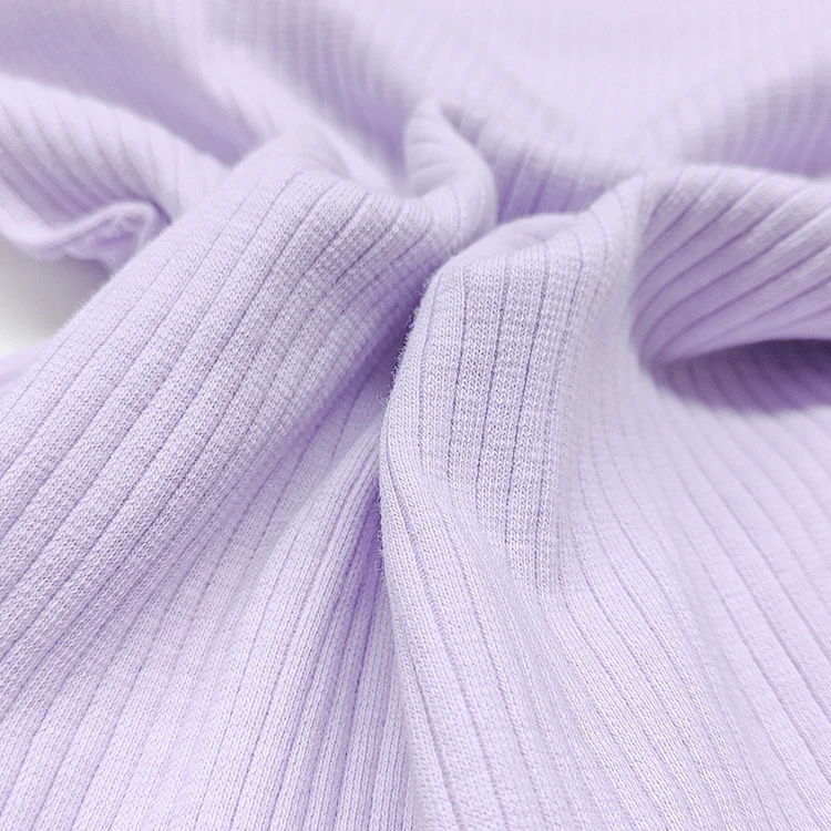 Soft Ribbed Stretchy Fabric Cotton Material, New Style Knit Cotton 5*2 Rib Fabric for Clothes/ factory