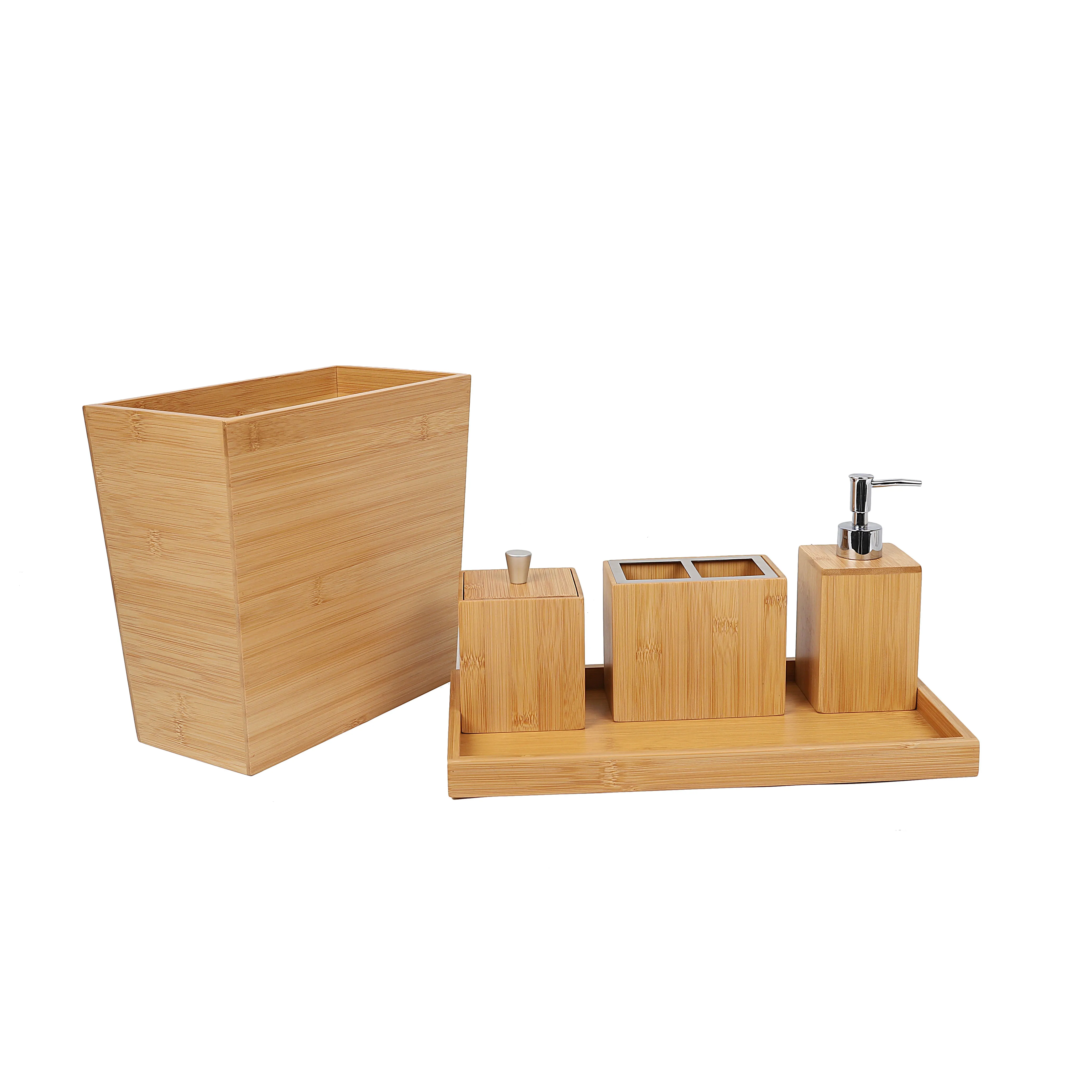 Wooden Bathroom Suite Bath Essentials Accessory Storage Box Set Of 5